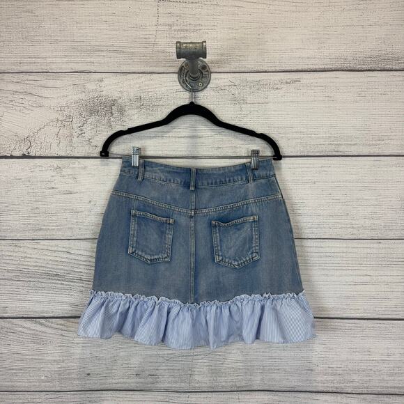 English Factory Women's Jean Ruffle Hem Mini Skirt Size Medium - Picture 5 of 5